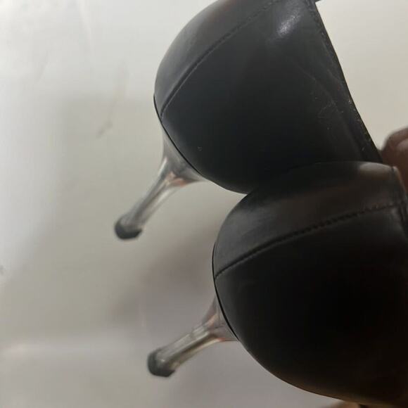 CHANEL OPEN TOE LEATHER PUMPS SIZE 38 - Picture 6 of 10